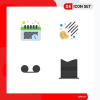 grupo de 4 sinais e símbolos de ícones planos para roupas de calendário meteoro correio moda elementos de design de vetores editáveis