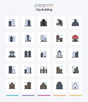 cidade criativa construindo 25 pacotes de ícones planos, como edifício. prédio. escritório. conta bancária. cidade vetor