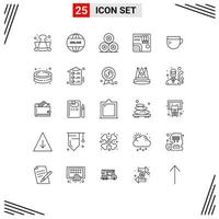 25 ícones criativos, sinais e símbolos modernos de elementos de design de vetores editáveis da fazenda do rio da copa