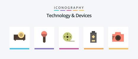 pacote de ícones plana 5 de dispositivos, incluindo imagem. mais. som. menos. carretel. design de ícones criativos vetor