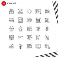 conjunto moderno de pictograma de 25 linhas de design de produto de mesa ferramenta favorita elementos de design de vetores editáveis