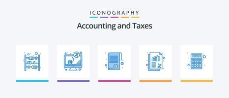 pacote de ícones de impostos azul 5, incluindo finanças. bancário. monitor. impostos. dinheiro. design de ícones criativos vetor