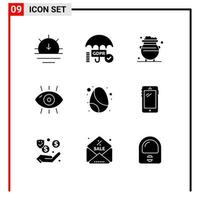 9 ícones criativos, sinais e símbolos modernos de saúde, fitness, olho, dinheiro, dinheiro editável, elementos de design vetorial vetor