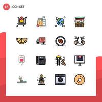 conjunto de 16 sinais de símbolos de ícones de interface do usuário modernos para suporte de terra de rua de frutas alimentos editáveis elementos de design de vetores criativos
