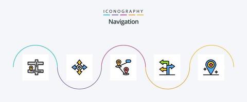 linha de navegação preenchida com 5 ícones planos, incluindo . lar. localização. navegação. navegação vetor