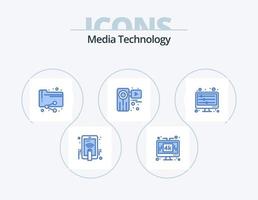 design de ícones do pacote de ícones azuis de tecnologia de mídia 5. filme. vídeo. lcd. filme. pasta vetor