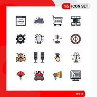 16 ícones criativos, sinais e símbolos modernos de engrenagem, montanha, carrinho de compras digital, elementos de design de vetores criativos editáveis