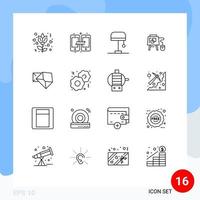 16 ícones criativos sinais e símbolos modernos de elementos de design de vetor editável de placa de negócios de lâmpada de correio aberto