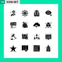 conjunto de 16 sinais de símbolos de ícones de interface do usuário modernos para diagrama de pesquisa, construção de gráficos, elementos de design de vetores editáveis