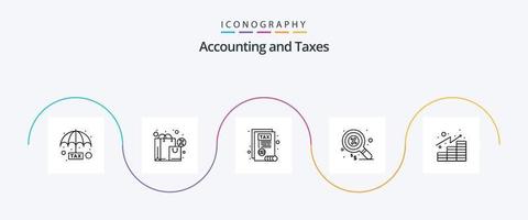 pacote de ícones de linha 5 de impostos, incluindo ganhos. análise. documento. dinheiro. finança vetor