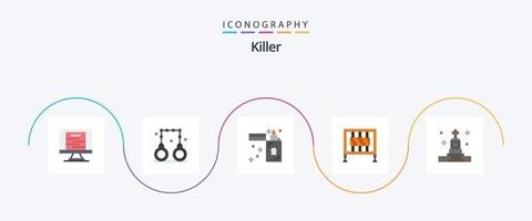 pacote de ícones assassino plano 5 incluindo funeral. sinalização. fogo. portão. barreira vetor