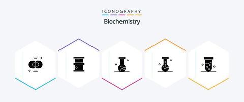 pacote de ícones de 25 glifos de bioquímica, incluindo laboratório. laboratório. perigoso. laboratório. química vetor