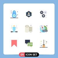 9 ícones criativos, sinais e símbolos modernos do homem, dólar, roda de configuração pessoal, elementos de design de vetores editáveis