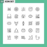25 ícones criativos sinais modernos e símbolos de elementos de design de vetores editáveis de alimentos saudáveis de lua satélite