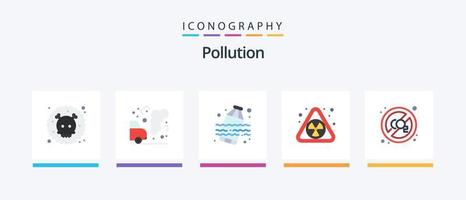 pacote de ícones de 5 planos de poluição, incluindo . poluição. poluição. co gás. poluição. design de ícones criativos vetor
