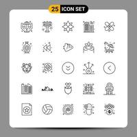 conjunto de 25 sinais de símbolos de ícones de interface do usuário modernos para passatempos elementos de design de vetores editáveis de inverno de gesso de inverno médico