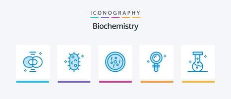 pacote de ícones azul 5 de bioquímica, incluindo produtos químicos. achar. química. laboratório. Ciência. design de ícones criativos vetor