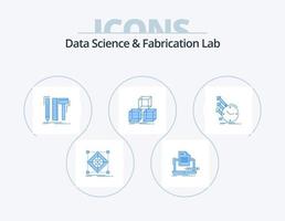 ciência de dados e laboratório de fabricação ícone azul pack 5 design de ícones. empilhado. arranjo. Lista. lápis. digital vetor