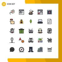 25 interface do usuário linha cheia pacote de cores planas de sinais e símbolos modernos de programação desenvolver desenvolver elementos de design de vetores editáveis assados de dados