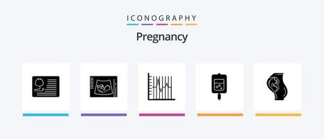 pacote de ícones de glyph 5 de gravidez, incluindo teste de açúcar. sangue. bebê. recuperação. Estatisticas. design de ícones criativos vetor