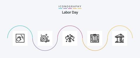 pacote de ícones da linha 5 do dia do trabalho, incluindo correção. construção . arma. Machado vetor