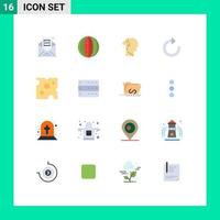 conjunto de 16 sinais de símbolos de ícones de interface do usuário modernos para atualização de melão de seta triste pacote editável humano de elementos de design de vetores criativos