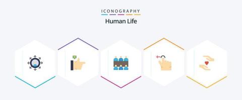 pacote de ícones planos humanos 25, incluindo . . tabela. Ame. Cuidado vetor