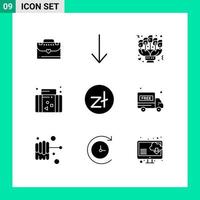 pacote de ícones vetoriais de estoque de 9 sinais e símbolos de linha para moeda zloty presente férias verão editável elementos de design vetorial vetor