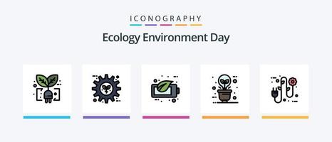 linha de ecologia cheia de 5 ícones, incluindo elétrico. energia. saco. eco. reciclar. design de ícones criativos vetor