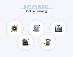 linha de aprendizagem on-line cheia de ícones do pacote 5 design de ícones. conhecimento. elearning. estudar. Educação. conhecimento vetor