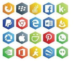 Pacote de 20 ícones de mídia social, incluindo pinterest apple kik palavra picasa vetor