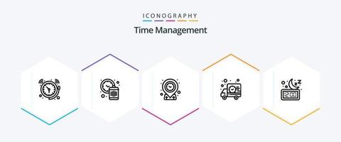 pacote de ícones de 25 linhas de gerenciamento de tempo, incluindo relógio. Tempo. desperdício. envio. Tempo vetor