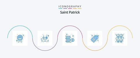 Pacote de ícones Saint Patrick Blue 5, incluindo cultura. trevo. flor. marcação. dinheiro vetor