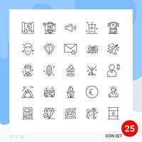 25 ícones criativos sinais modernos e símbolos de comida de site de loja de segurança em elementos de design de vetores editáveis