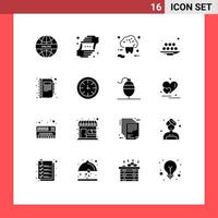 conjunto de 16 sinais de símbolos de ícones de interface do usuário modernos para refeição iftar shot loja de alimentos elementos de design de vetores editáveis