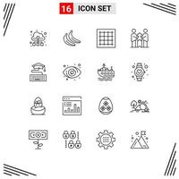 16 ícones criativos sinais e símbolos modernos de software de negócios de grade de cooperação de parceria elementos de design de vetores editáveis