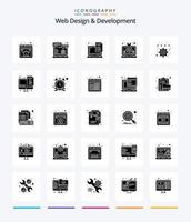 design e desenvolvimento criativos da web 25 pacotes de ícones pretos sólidos de glifo, como laptop. idéia. dispositivo. Projeto. codificação vetor