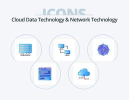 tecnologia de dados em nuvem e tecnologia de rede plana ícone pack 5 design de ícone. Compartilhamento de computação. computadores. rede . Informática. computador vetor