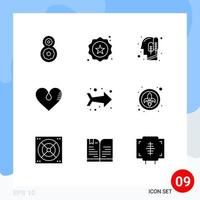 9 ícones criativos sinais modernos e símbolos de elementos de design de vetores editáveis de amor favorito da cabeça de presente esquerda