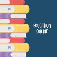 educação online, livros empilhados, literatura diferente vetor