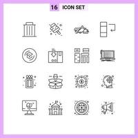 16 ícones criativos, sinais e símbolos modernos de dados de educação, coluna de doces, montanha, elementos de design de vetores editáveis