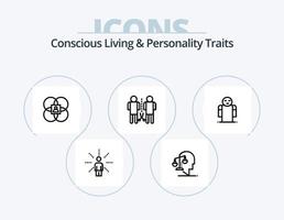 vida consciente e traços de personalidade linha ícone pack 5 design de ícone. humano. Saldo. Aprendendo. pessoa. crítica vetor