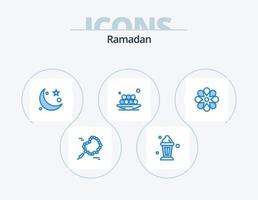 design de ícones do pacote de 5 ícones do ramadã azul. decoração. refeição. islamismo. almoço. Comida vetor