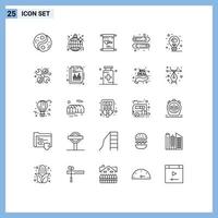 conjunto moderno de pictograma de 25 linhas de elementos de design de vetores editáveis de dia das crianças de festa de alfinete de amor