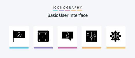 pacote básico de ícones do glifo 5, incluindo . Internet. segredo. globo. configuração. design de ícones criativos vetor