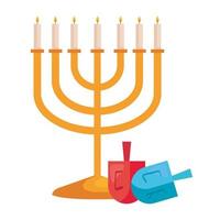 lustre de Hanukkah dourado com dreidels vetor