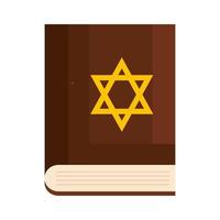 livro antigo sagrado do judaísmo com estrela judaica dourada vetor