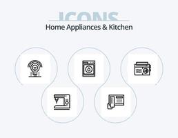 eletrodomésticos e ícone da linha de cozinha pack 5 design de ícones. serviço. prato. aquecedor. hotel. gás vetor