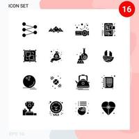 pacote de interface do usuário de 16 glifos sólidos básicos de dispositivos de divisão de interseção móvel elementos de design de vetores sociais editáveis