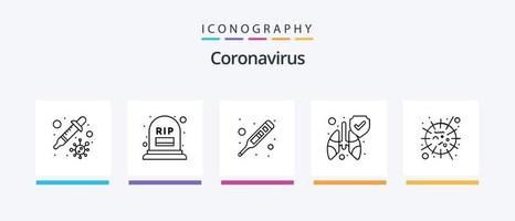 pacote de ícones da linha 5 do coronavírus, incluindo coronavírus. vacina. Proteção contra vírus. proteção. vírus. design de ícones criativos vetor